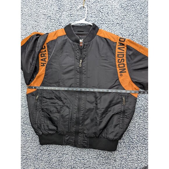 Harley Davidson Riding Jacket Mens LG Windbreaker Reflective Mesh Lined Orange - Picture 14 of 16